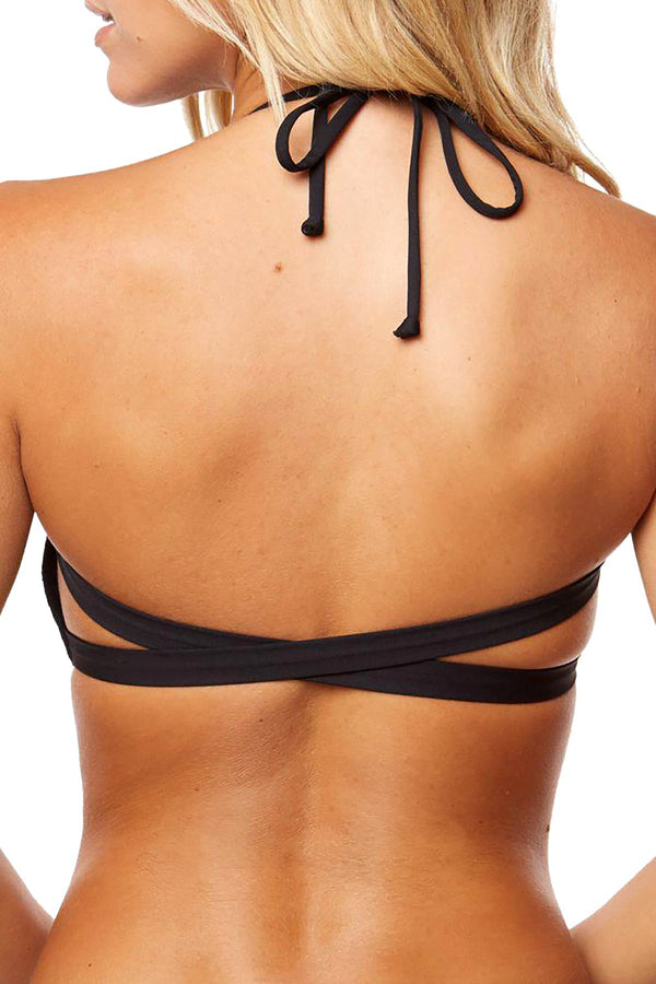 O'Neill Black Salt Water Solids Strappy Bandeau Bikini Top