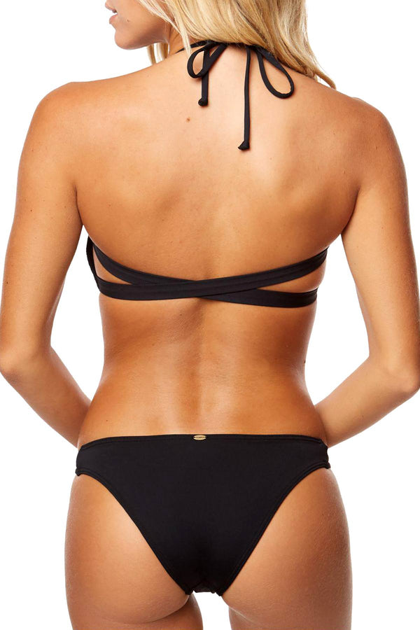 O'Neill Black Salt Water Solids Strappy Bandeau Bikini Top