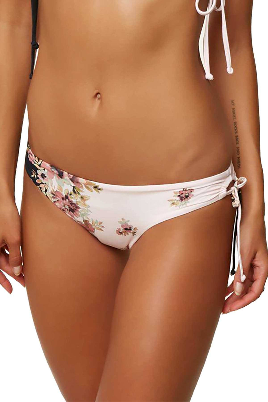 O'Neill Pink/Black Castaway Printed Side Tie Cheeky Bikini Bottom