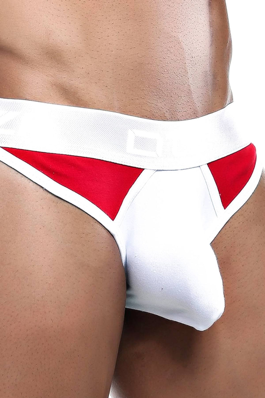 OTZI Red/White Colorblock Contour Pouch Bikini Brief