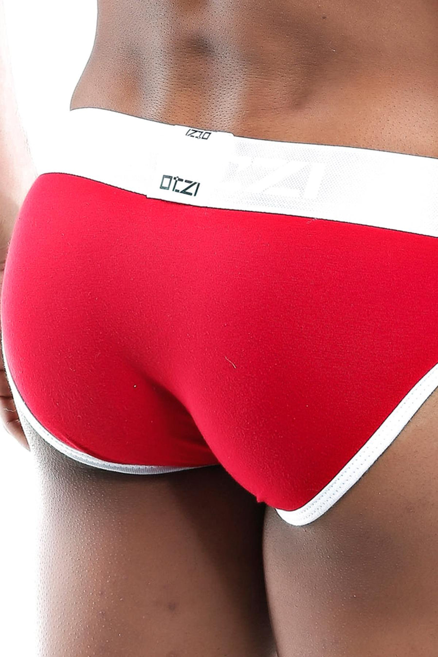 OTZI Red/White Colorblock Contour Pouch Bikini Brief