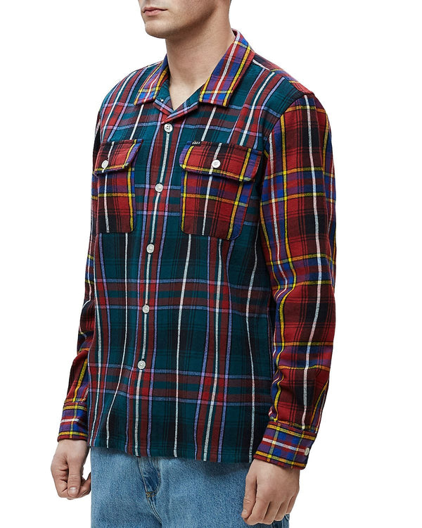 Obey Capital Woven Plaid Regular Fit Button-down Shirt Teal Multi