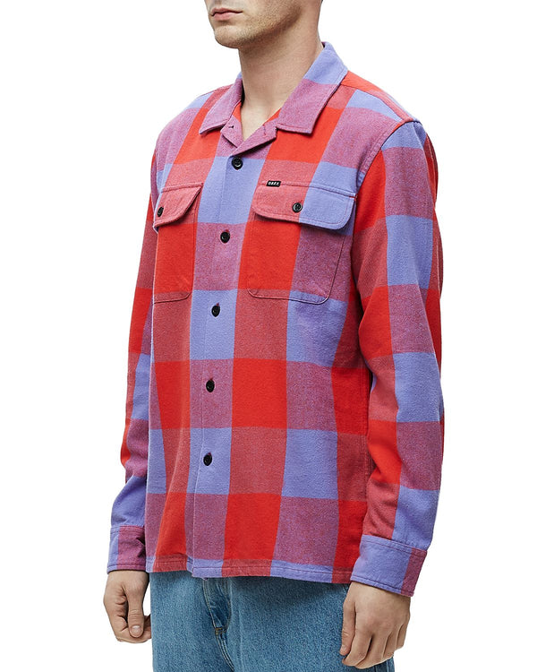 Obey Check Slim Fit Shirt Red Multi