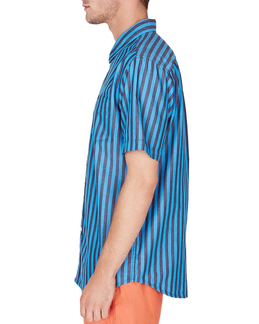 Obey Langton Short-sleeve Striped Regular Fit Shirt Sky Blue Multi