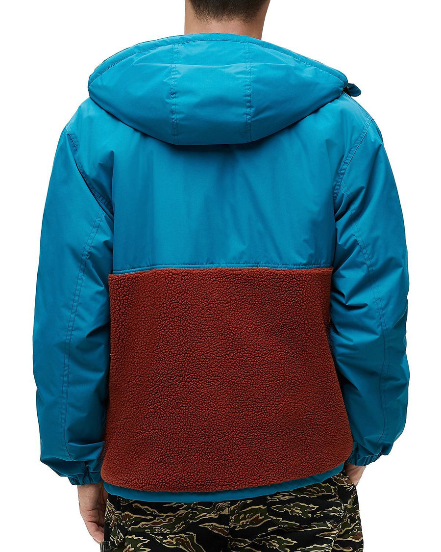 Obey Splits Sherpa Anorak Jacket Pure Teal Multi