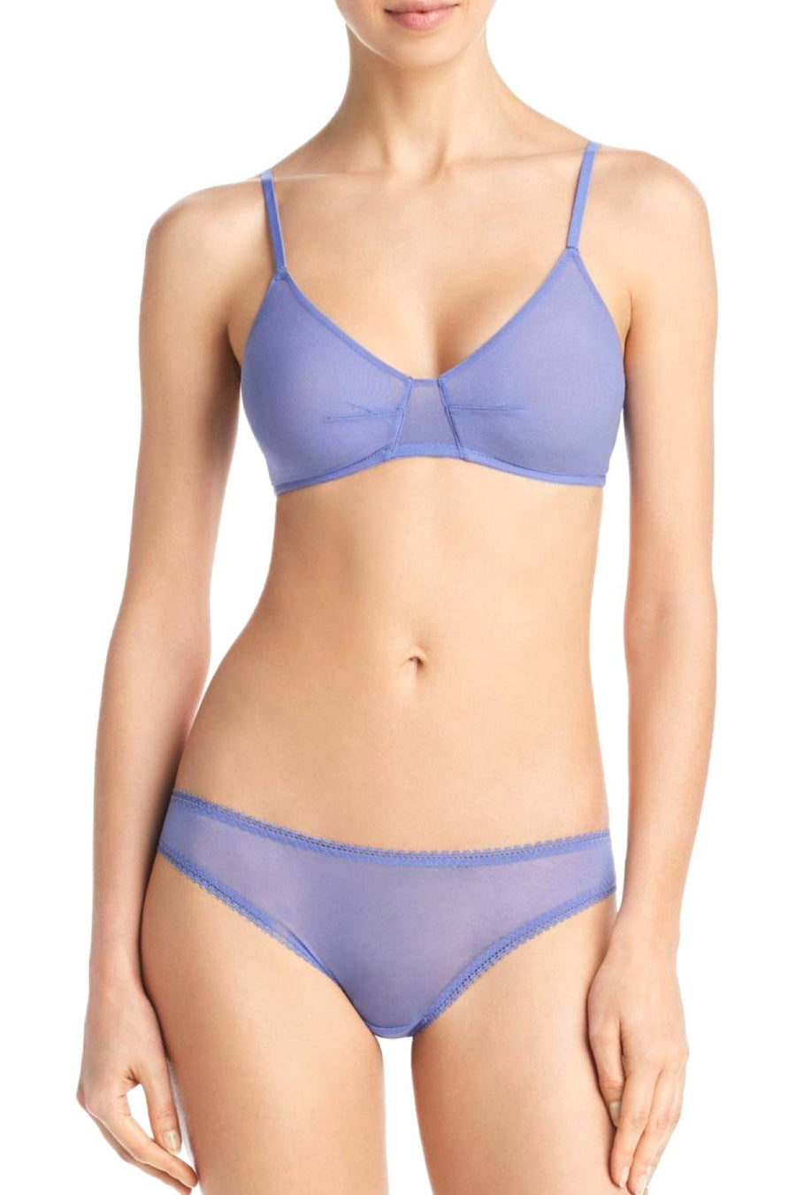 OnGossamer Bleached Denim Hip Mesh Bikini Brief