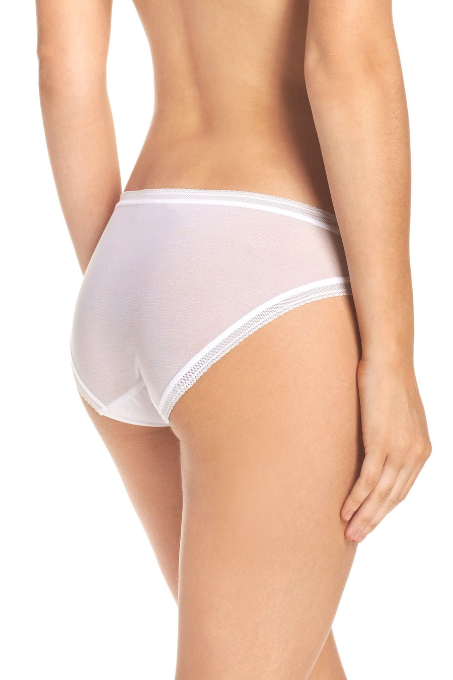 OnGossamer White Cotton Mesh Bikini Brief