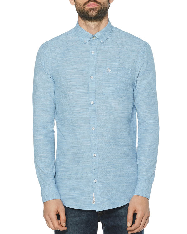 Original Penguin Cotton Slub Dot Slim Fit Button-down Shirt Deep Water