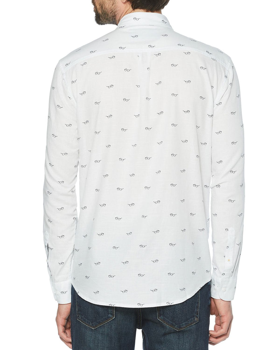 Original Penguin Glasses Print Slim Fit Button-down Shirt White