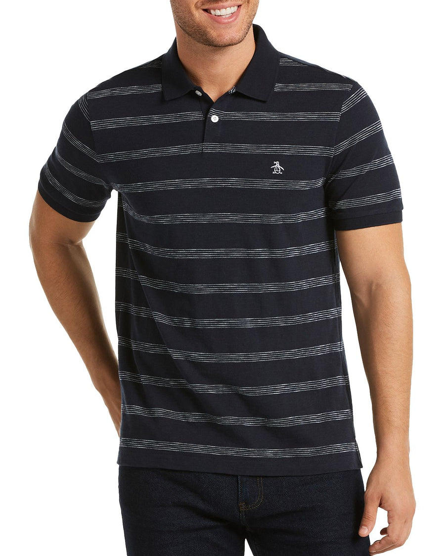 Original Penguin Paisley Fill Pete Slim Fit Polo Shirt Dark Sapphire