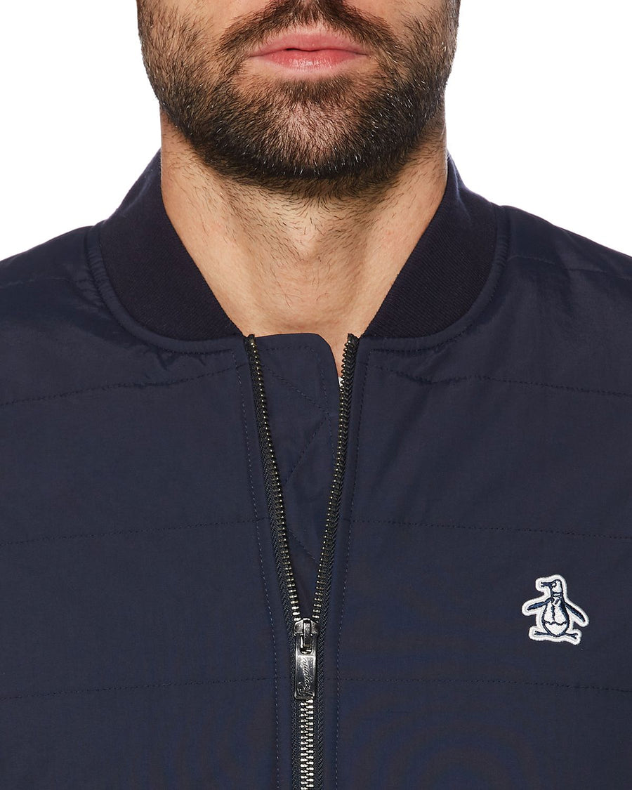 Original Penguin Quilted Bomber Jacket Dark Sapphire