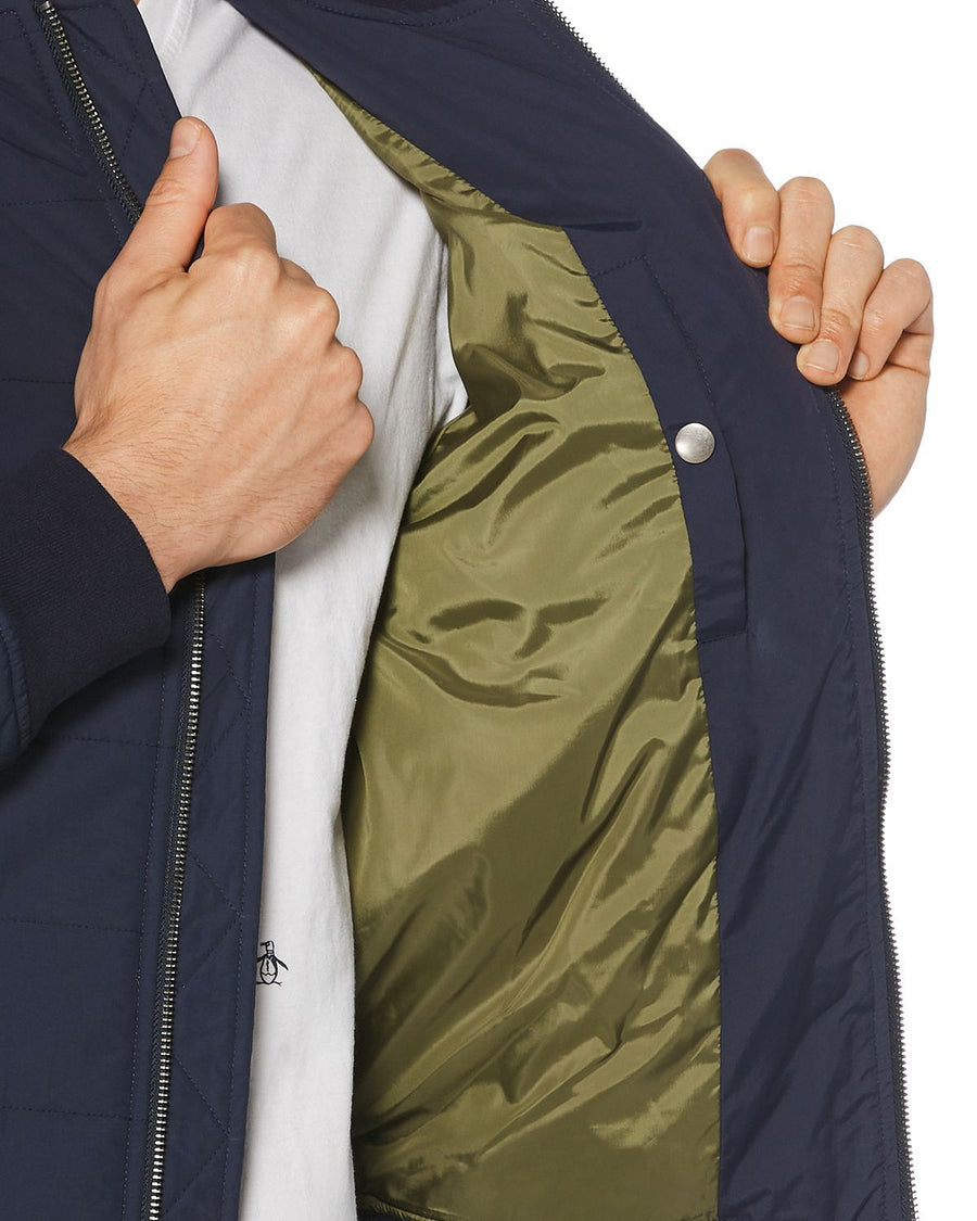 Original Penguin Quilted Bomber Jacket Dark Sapphire