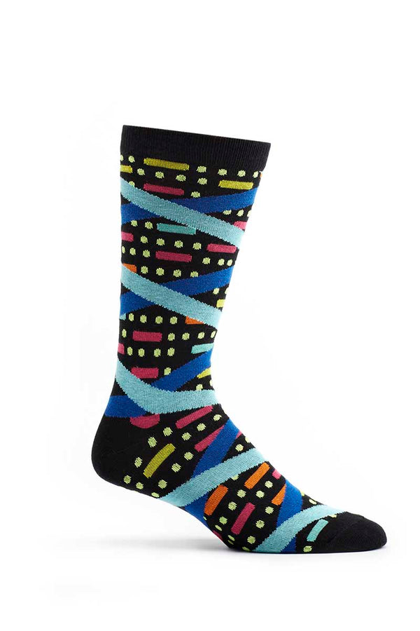 Ozone Black Double Helix Crew Sock
