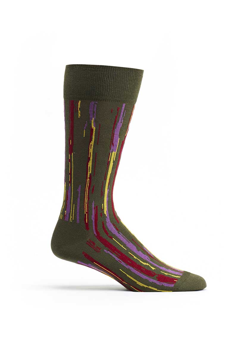 Ozone Green Stripe Overlap Crew Sock