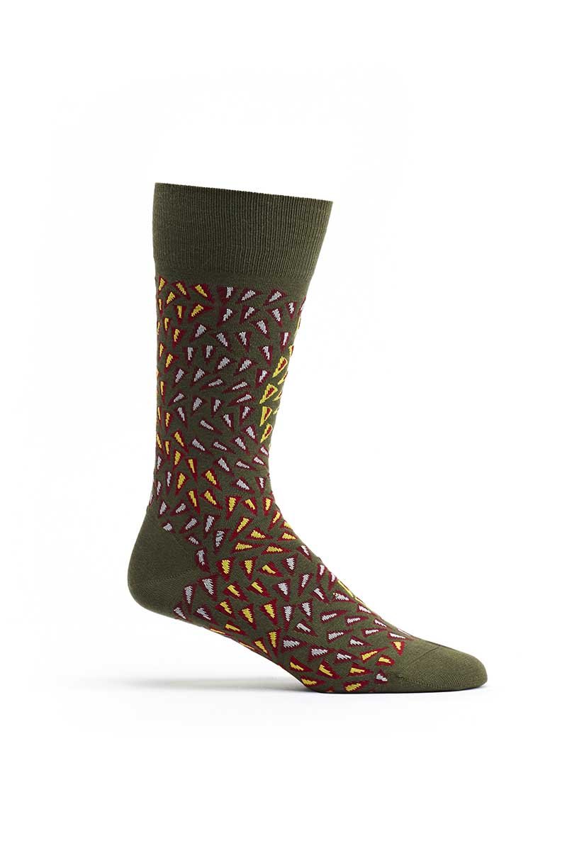 Ozone Green Wavy Prints Crew Sock
