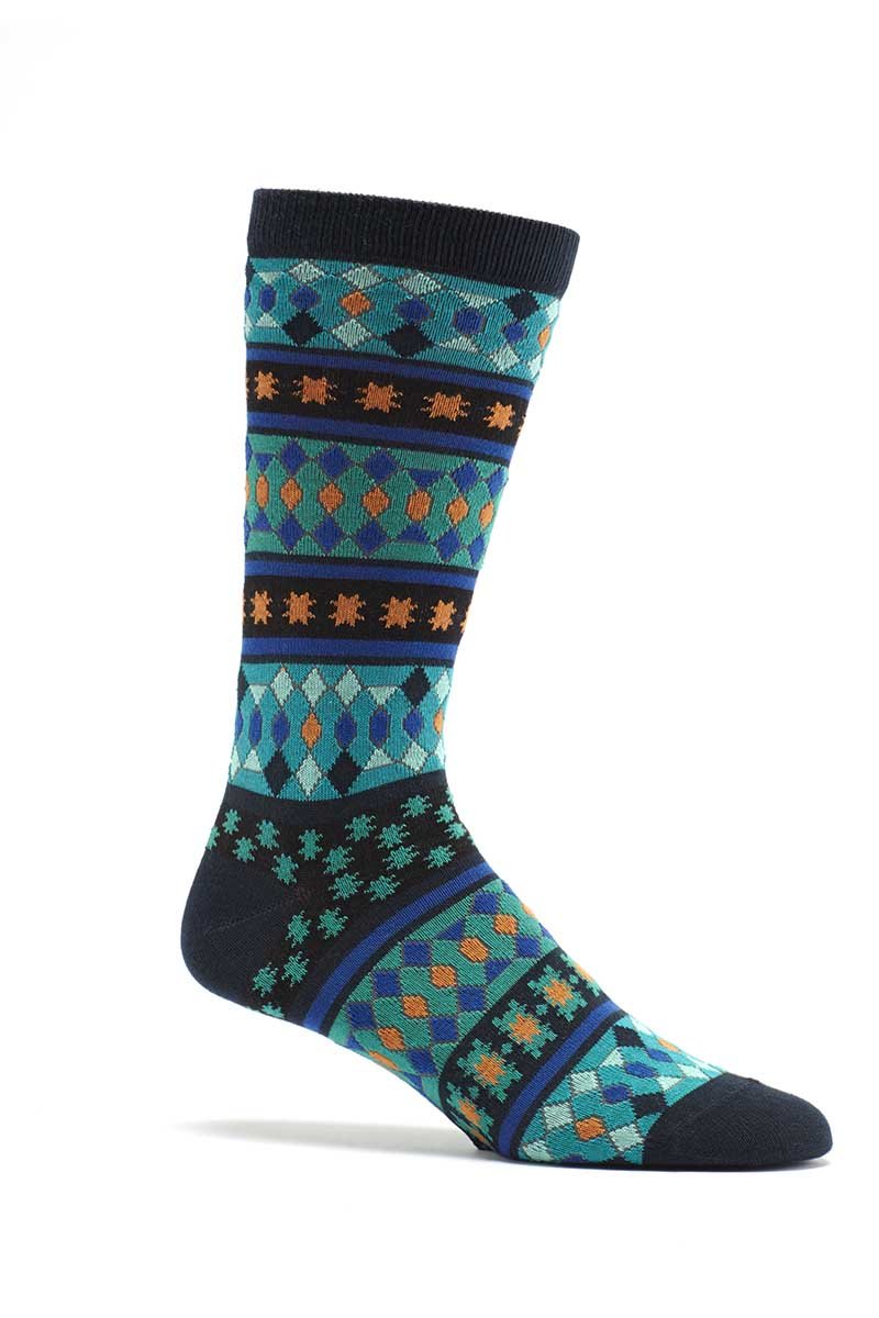 Ozone Navy Moroccan Stars Crew Sock