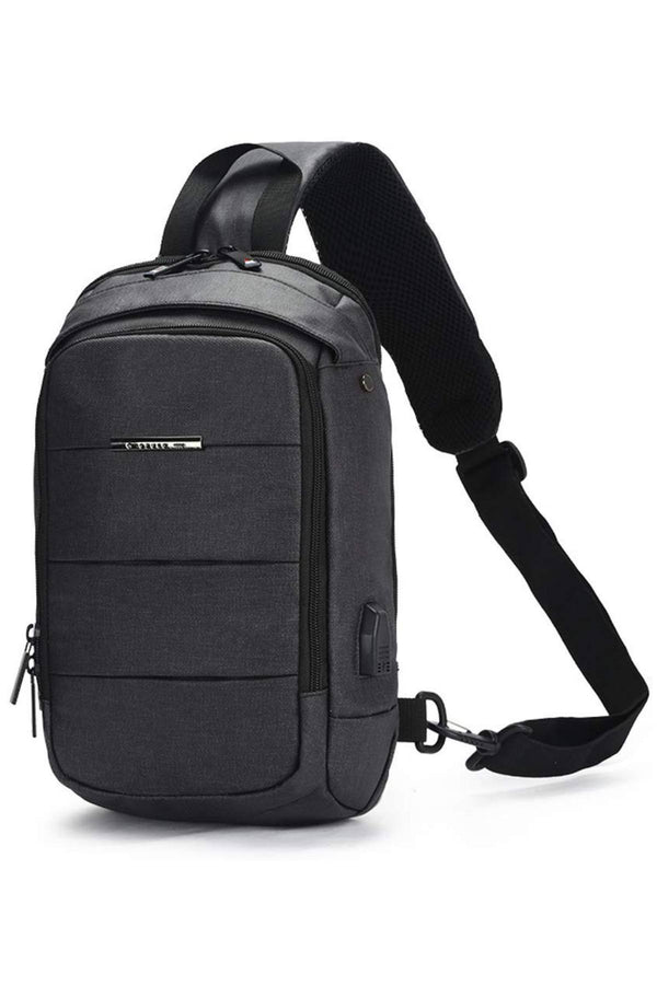 Ozuko Black USB-Charging Crossbody Tablet Backpack-Bag
