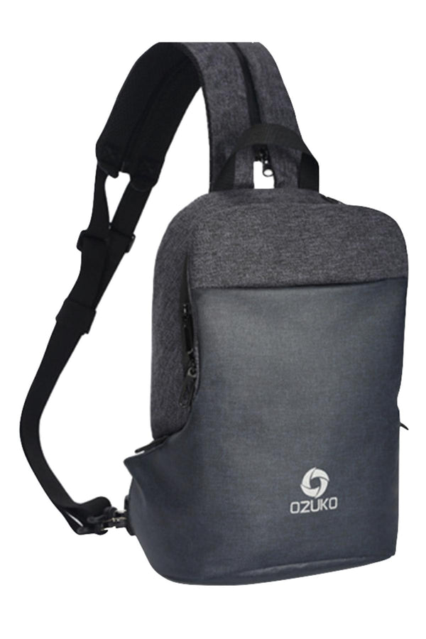 Ozuko Black USB-Charging Multifunction Crossbody Backpack-Bag