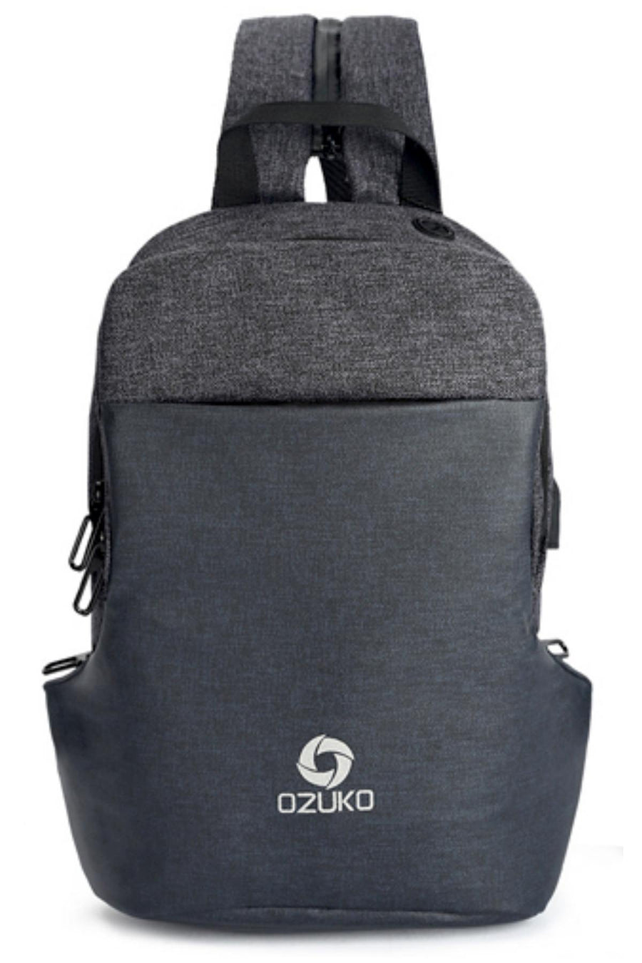 Ozuko Black USB-Charging Multifunction Crossbody Backpack-Bag