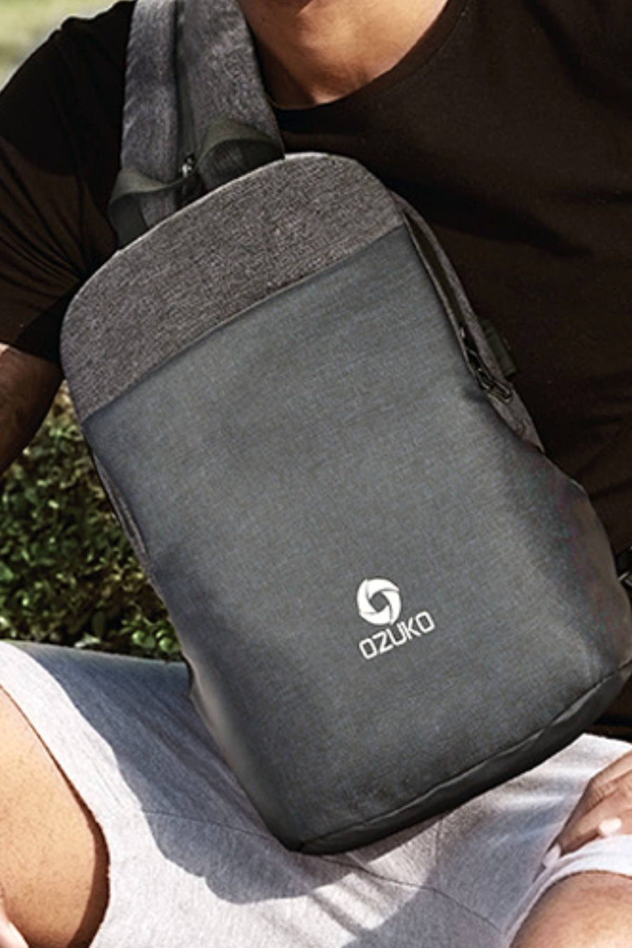 Ozuko Black USB-Charging Multifunction Crossbody Backpack-Bag