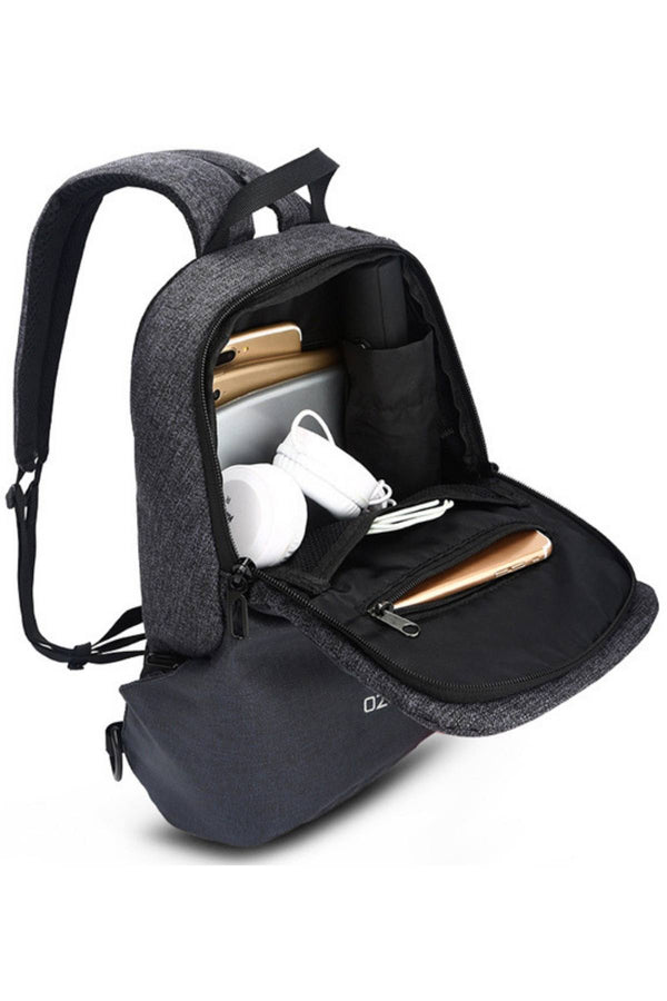 Ozuko Black USB-Charging Multifunction Crossbody Backpack-Bag