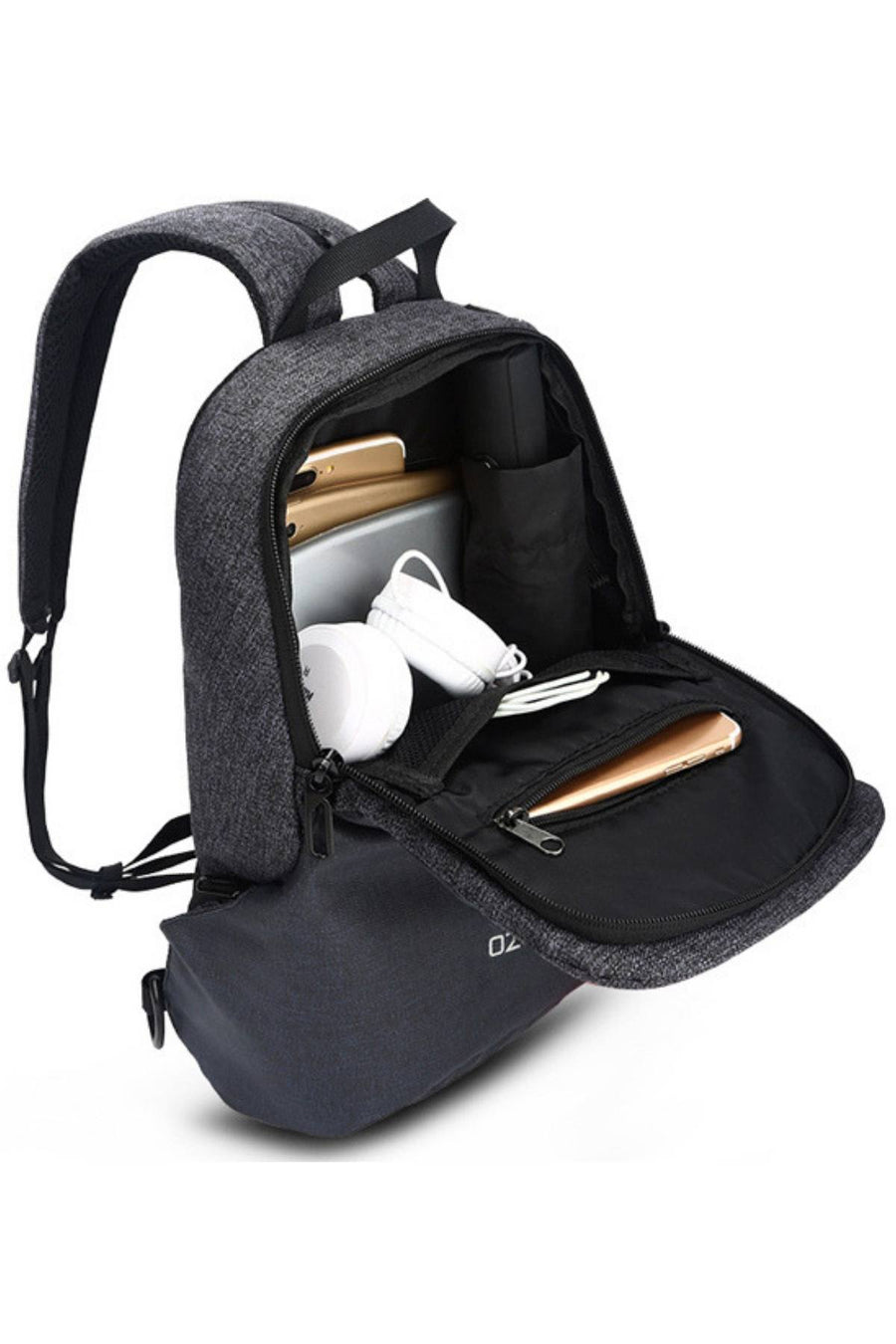 Ozuko Black USB-Charging Multifunction Crossbody Backpack-Bag