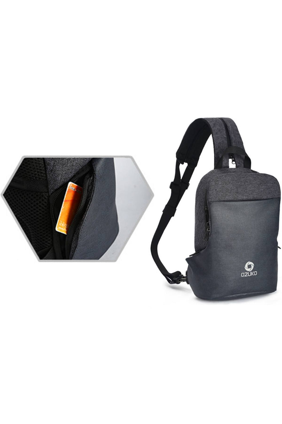 Ozuko Blue USB-Charging Multifunction Crossbody Backpack-Bag