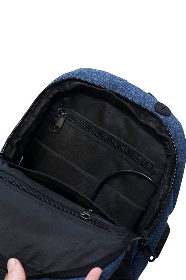 Ozuko Blue USB-Charging Multifunction Crossbody Backpack-Bag
