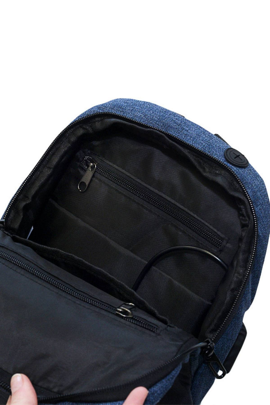 Ozuko Blue USB-Charging Multifunction Crossbody Backpack-Bag