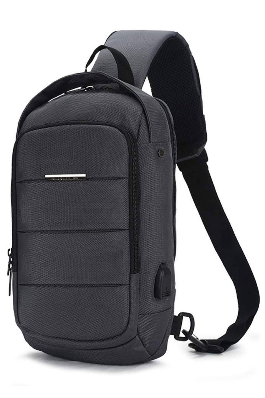 Ozuko Dark-Grey USB-Charging Crossbody Tablet Backpack-Bag