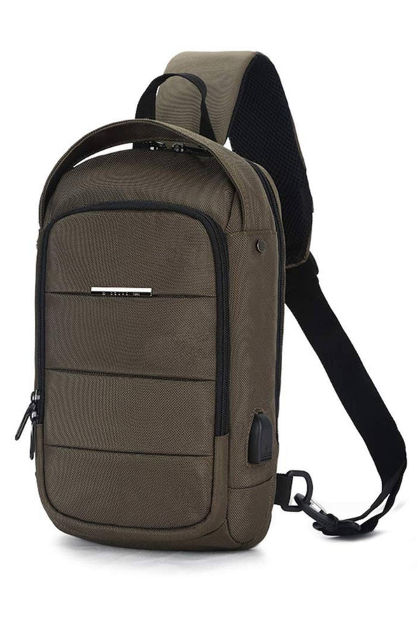 Ozuko Green USB-Charging Crossbody Tablet Backpack-Bag