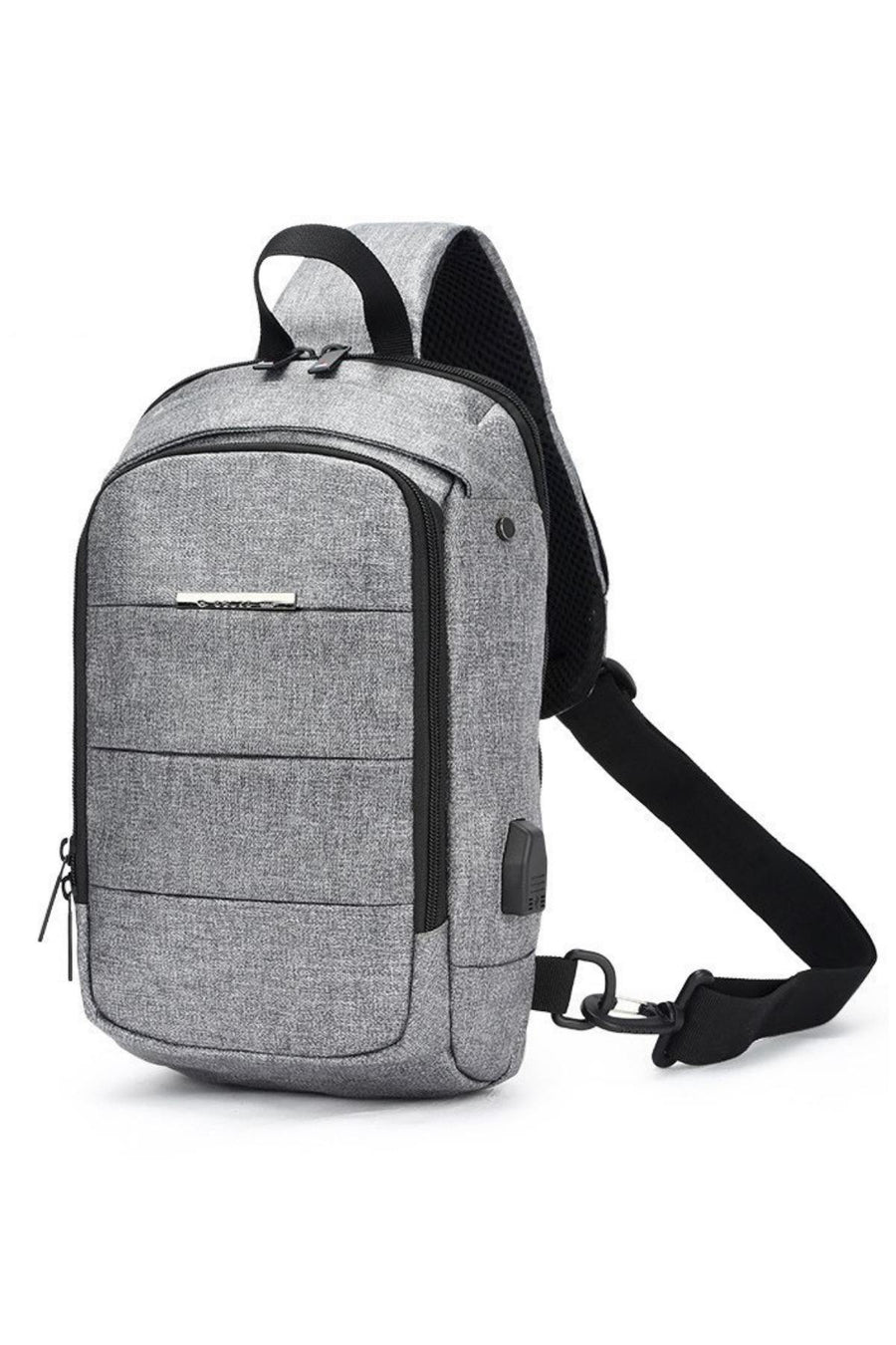 Ozuko Grey USB-Charging Crossbody Tablet Backpack-Bag