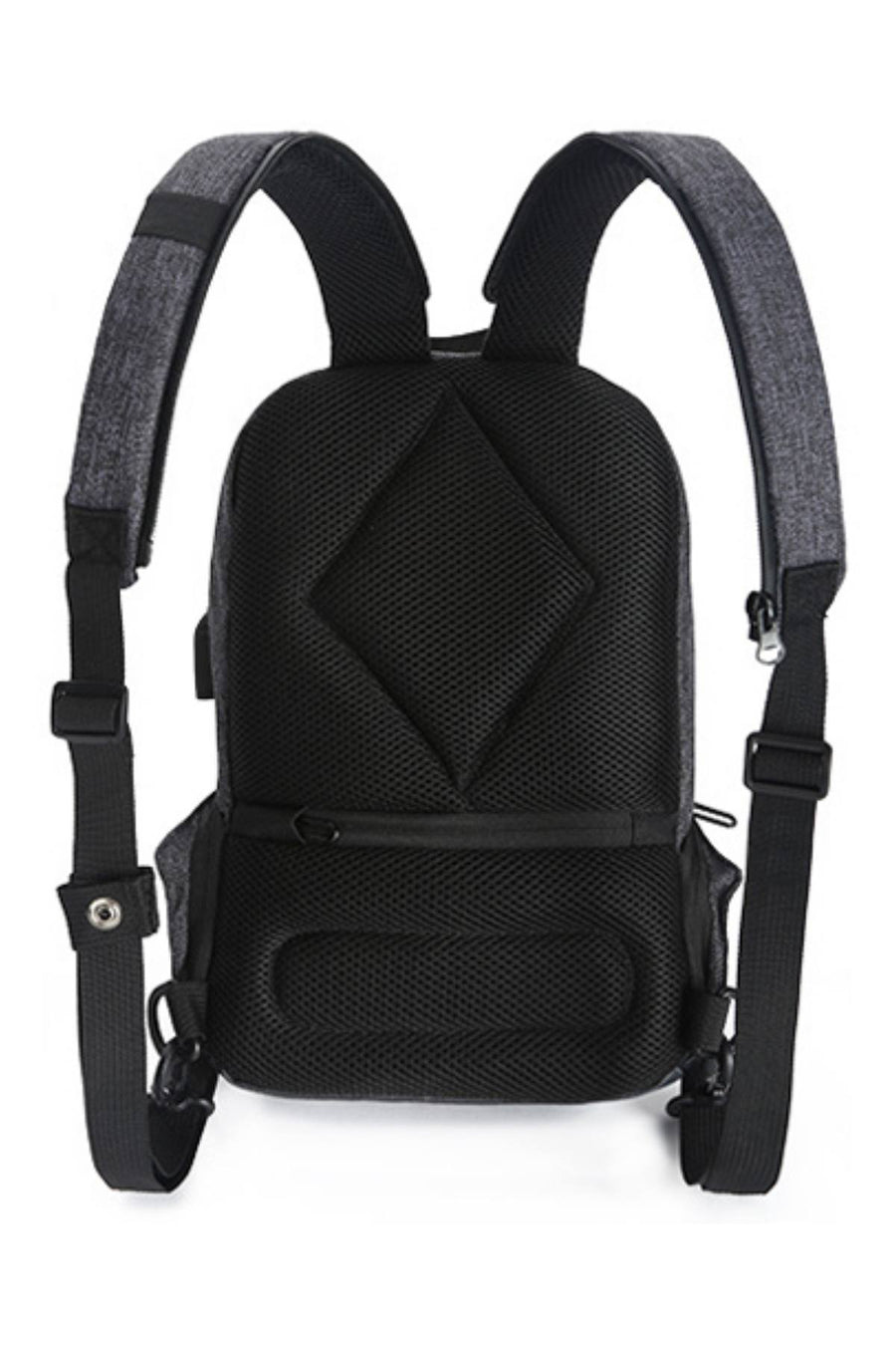 Ozuko Grey USB-Charging Multifunction Crossbody Backpack-Bag
