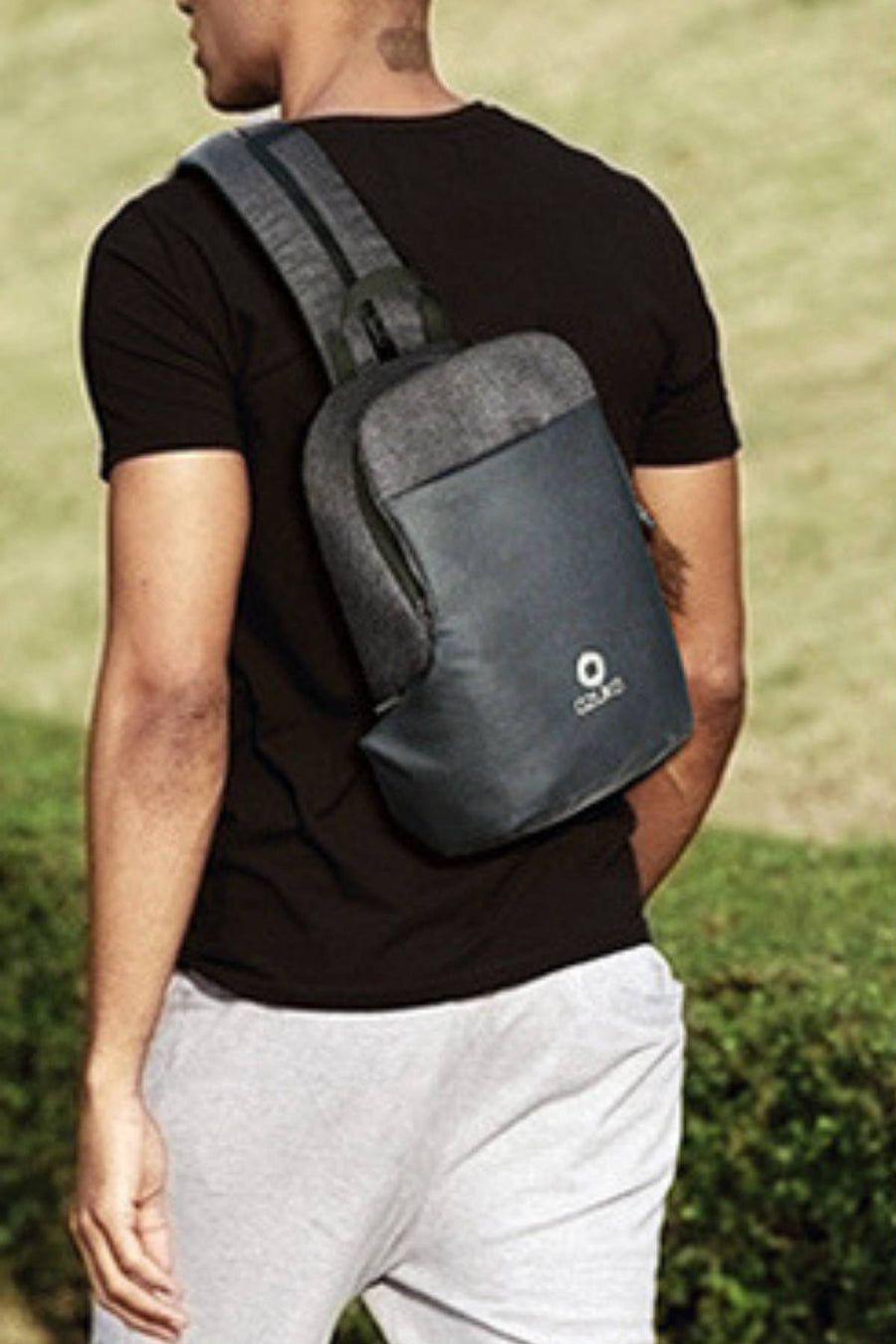 Ozuko Grey USB-Charging Multifunction Crossbody Backpack-Bag