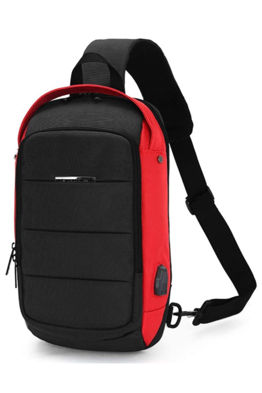 Ozuko Red/Black USB-Charging Crossbody Tablet Backpack-Bag