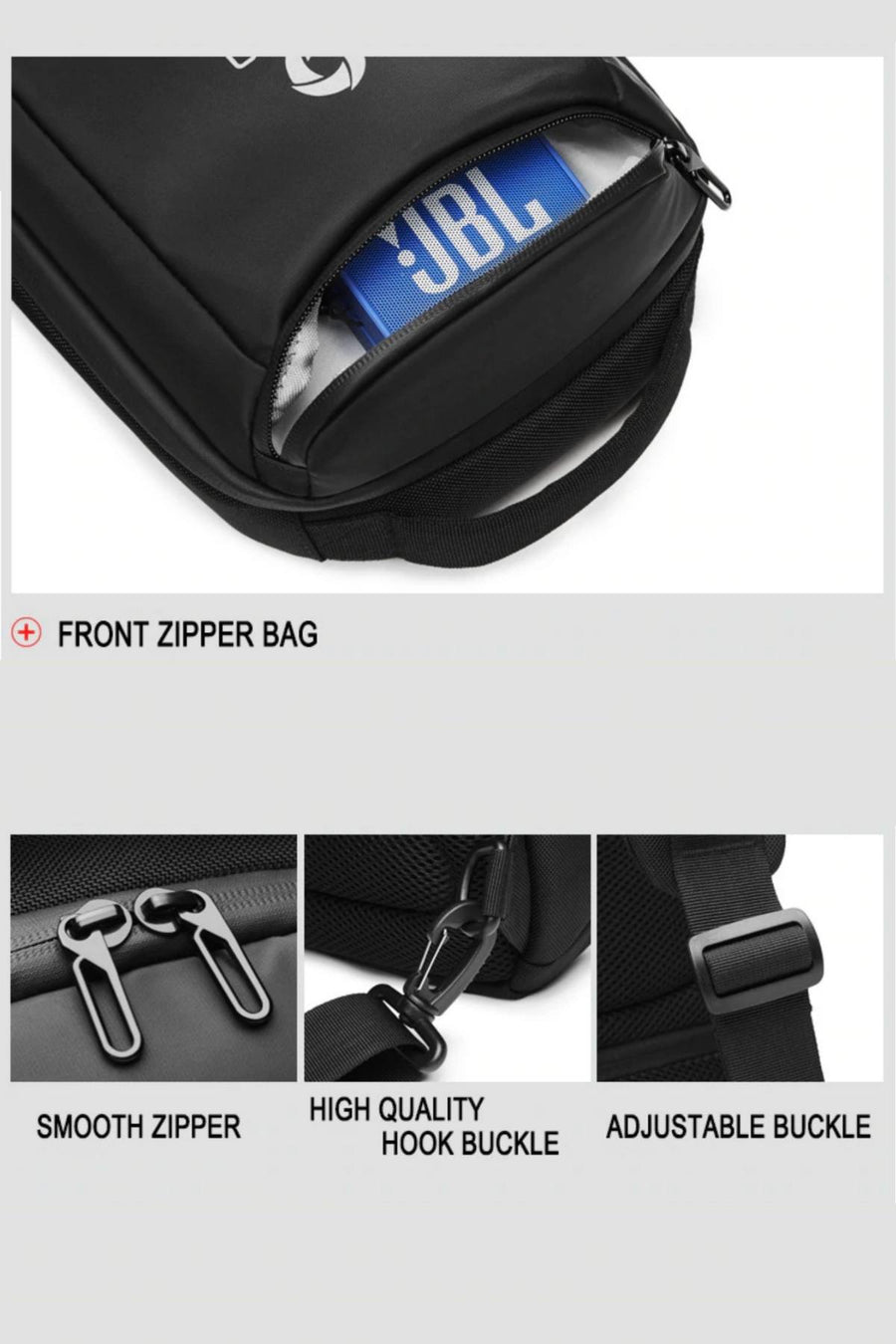 Ozuko Very-Black Waterproof Crossbody Single Shoulder Bag