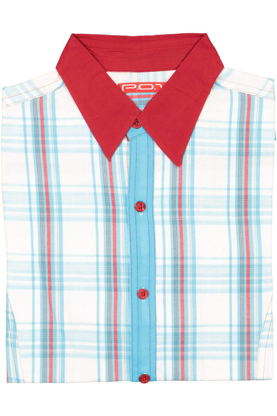 P.O.V. Aqua/Red Plaid Anthony Shirt