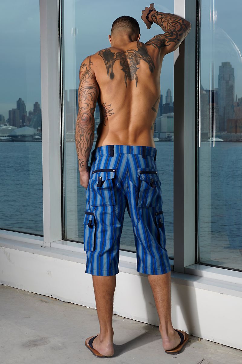P.O.V. Blue Stripe Bermuda Short
