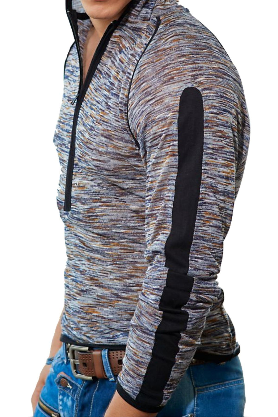 P.O.V. Blue & Grey Gio Zip-Up Hooded Sweater