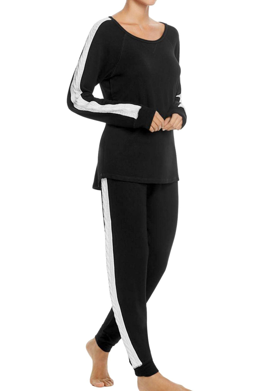 PJ Salvage Black/White Cable-Trim Jogger Pant