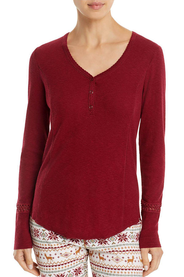 PJ Salvage Burgundy Long-Sleeve Modal Ribality Top