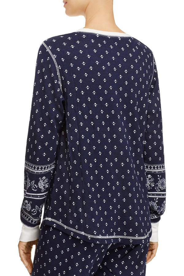PJ Salvage Denim Blues-Traveler Bandana-Print Thermal Top
