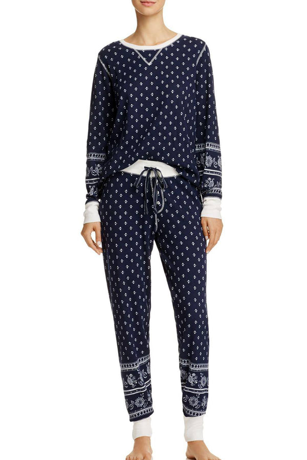 PJ Salvage Denim Blues-Traveler Bandana-Print Thermal Top