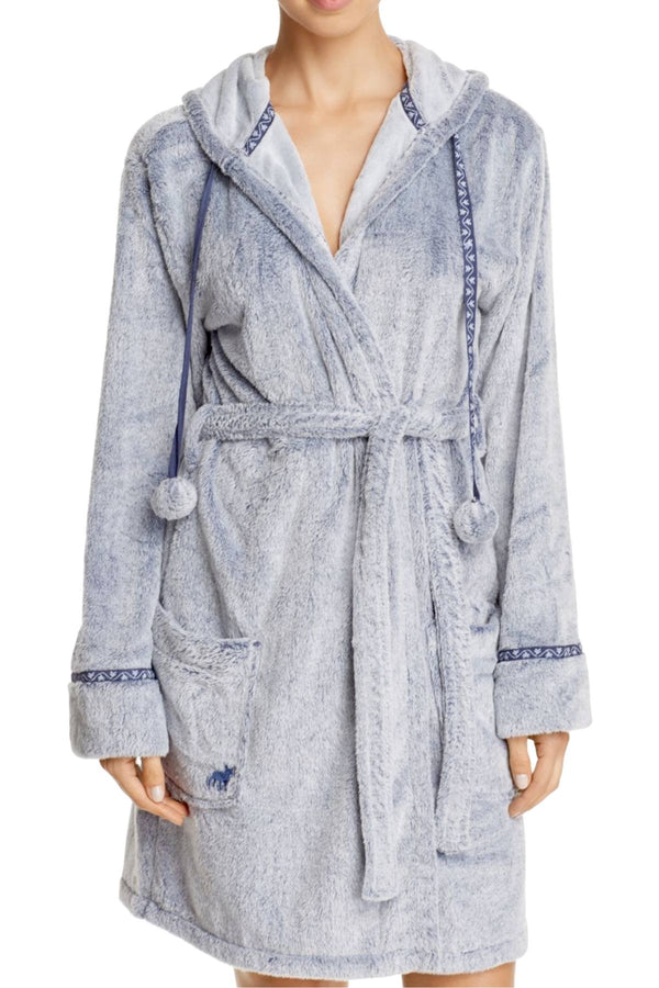 PJ Salvage Navy/Grey Blues-Traveler Faux-Fur Robe