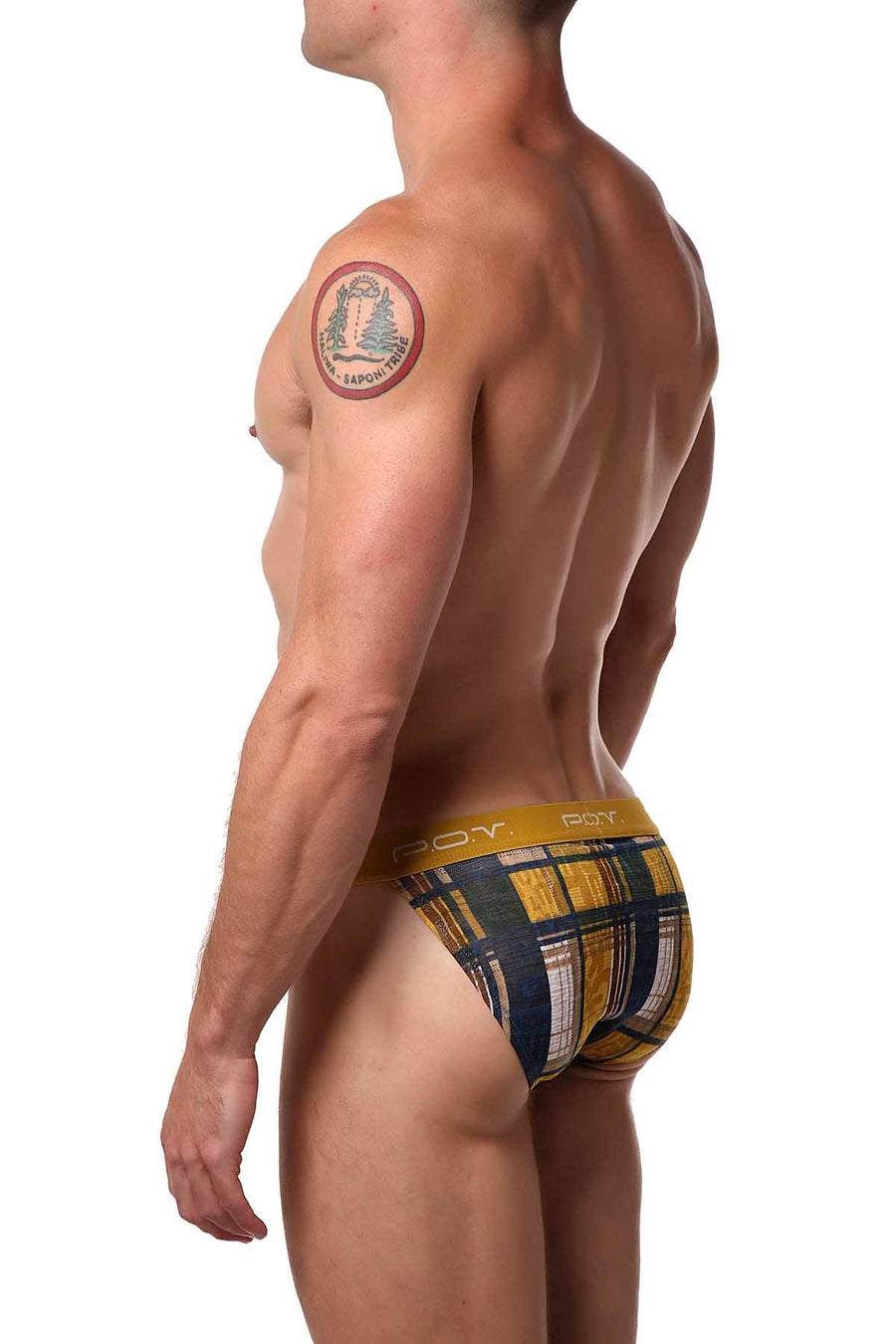 POV Yellow Squares Mesh Bikini Brief