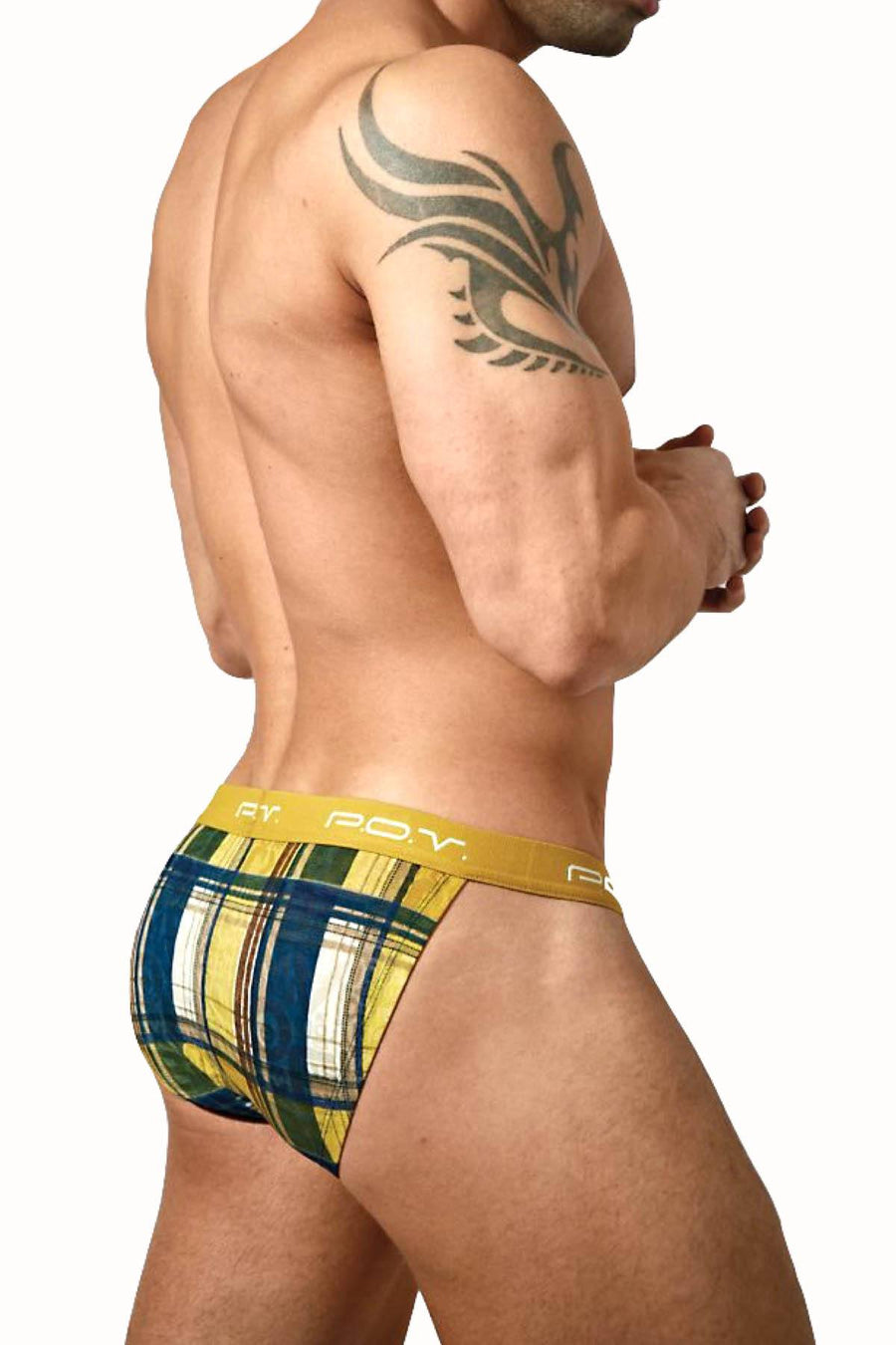 POV Yellow Squares Mesh Bikini Brief