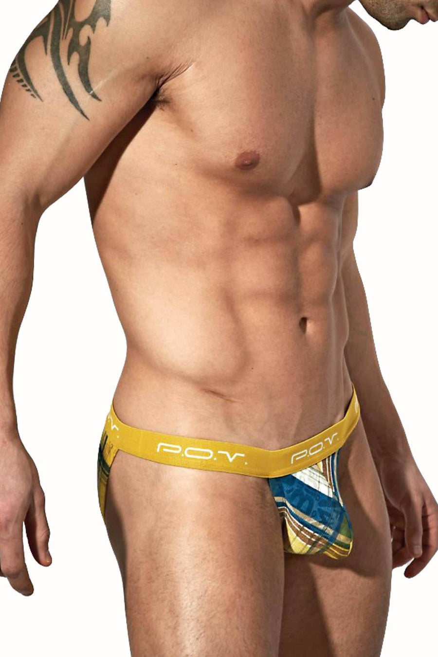 POV Yellow Squares Mesh Bikini Brief