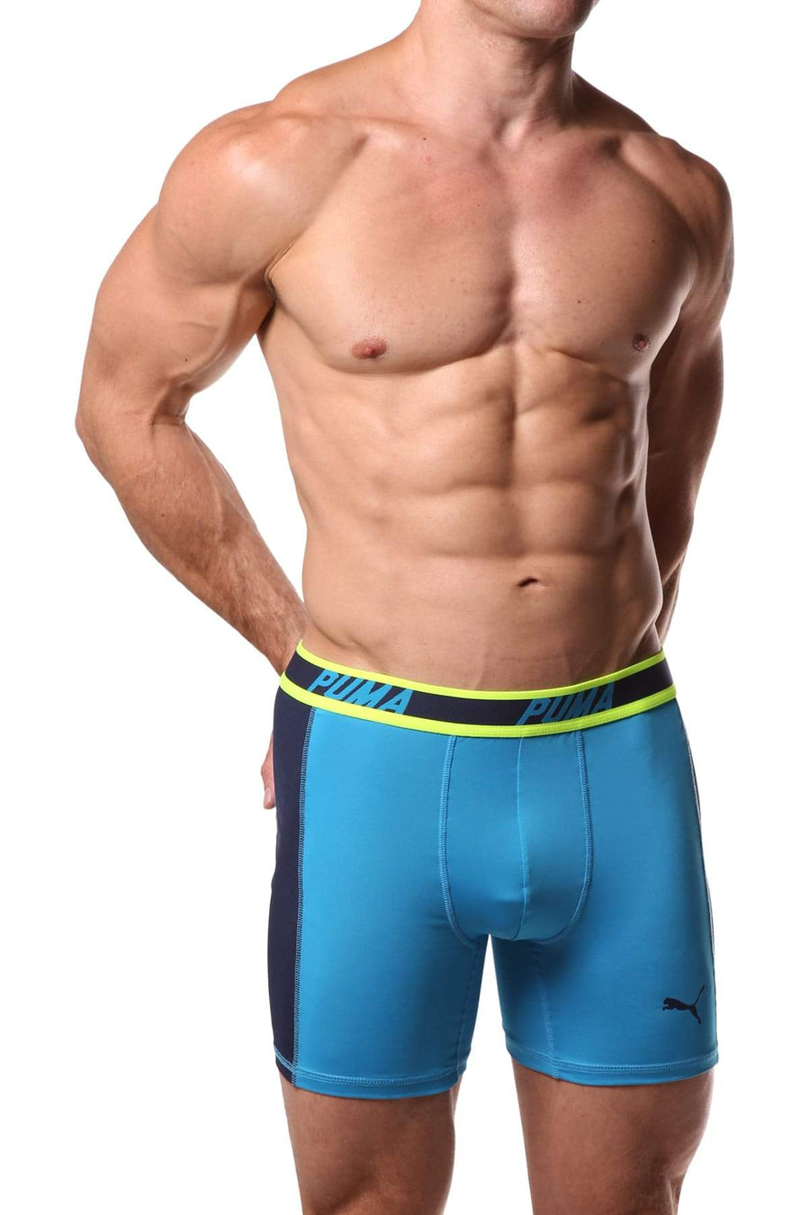 PUMA Light Blue & Navy Solid Side Panel Boxer Brief