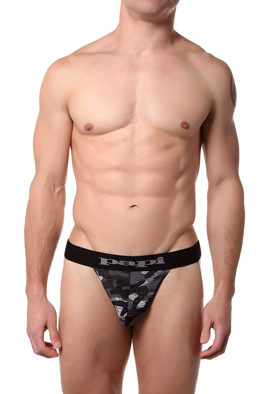 Papi Black/Grey Camo Microflex Brazilian Thong