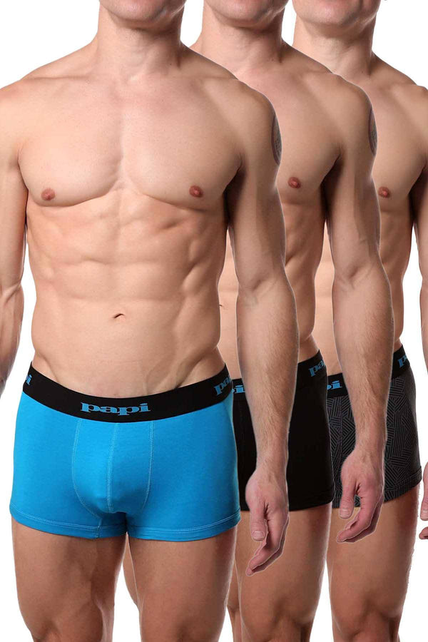 Papi Black/Grey/Teal Brazilian Trunk 3-Pack